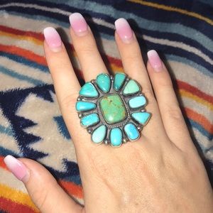 sterling silver & turquoise adjustable ring